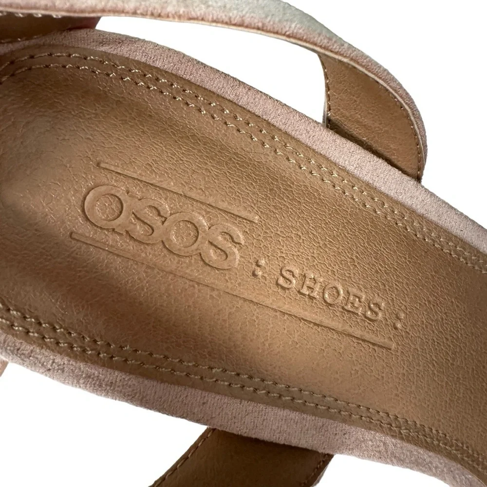 ASOS DESIGN Warm Pink Hatty Barely There Herled Wrap Ankle Sandals Size 6 (UK4)
